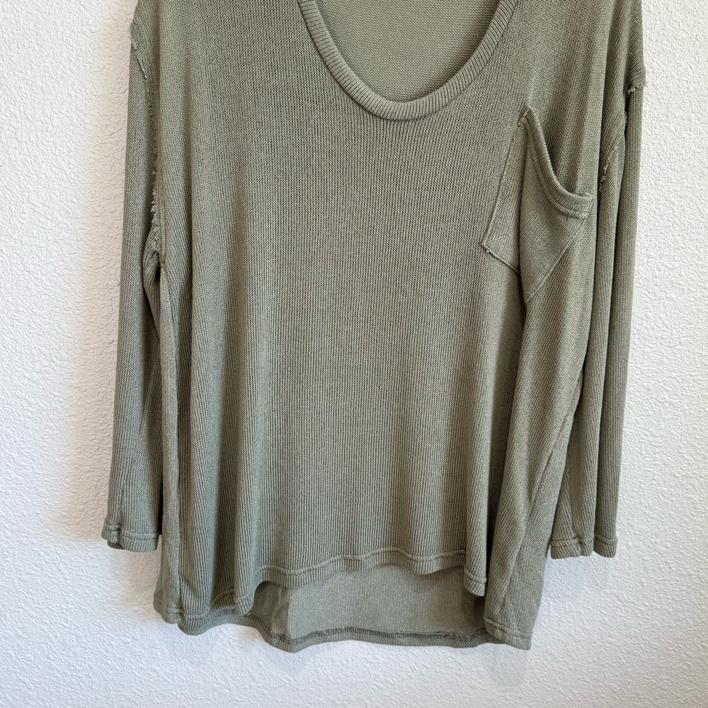 POL Womens Large Waffle Knit Green Slouchy Boho Relaxed Fit Oversized Beach‎ - Picture 3 of 8